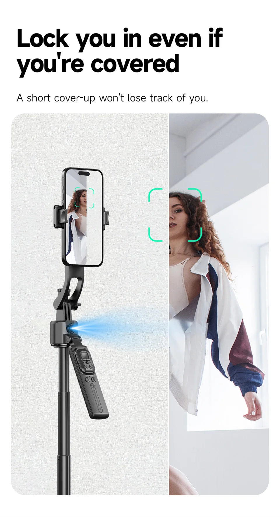 FGCLSY 5 in 1 Selfie Tripod Gimbal Stabilizer for Cell Phone 360°Auto-Rotation AI Tracking Shooting Quadrapod And Remote Control