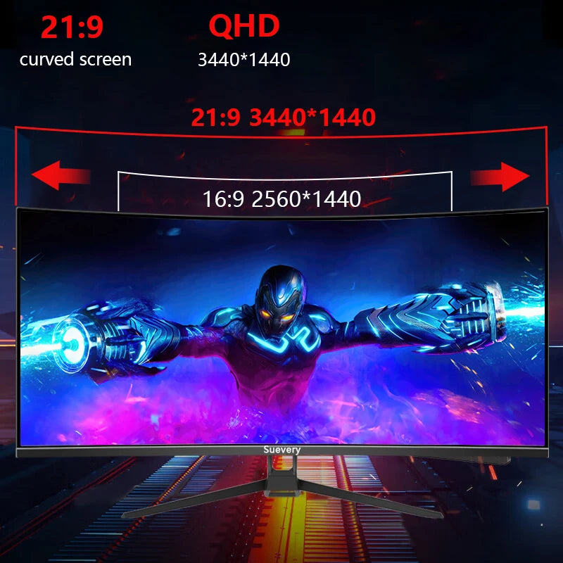 34'' 144Hz Bandfish Screen Curved Suevery Monitor