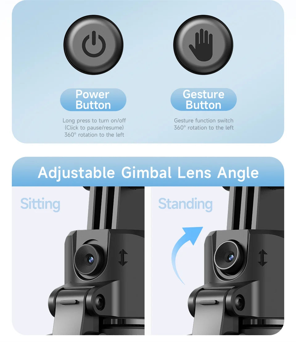 FGCLSY 5 in 1 Selfie Tripod Gimbal Stabilizer for Cell Phone 360°Auto-Rotation AI Tracking Shooting Quadrapod And Remote Control