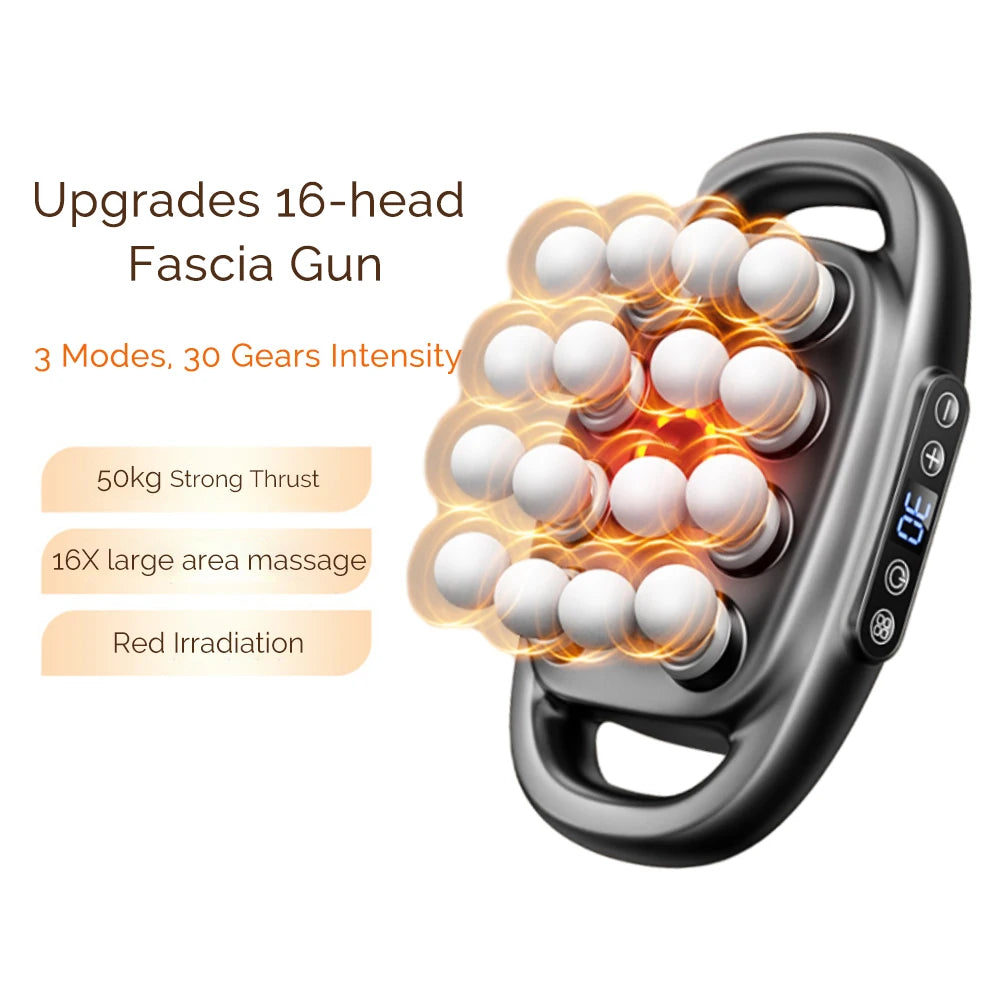 16 Massage Heads Massage Gun Wireless Fascia Gun High Frequency Vibration Back Waist Massager Massager Neck Shoulder Masajeador