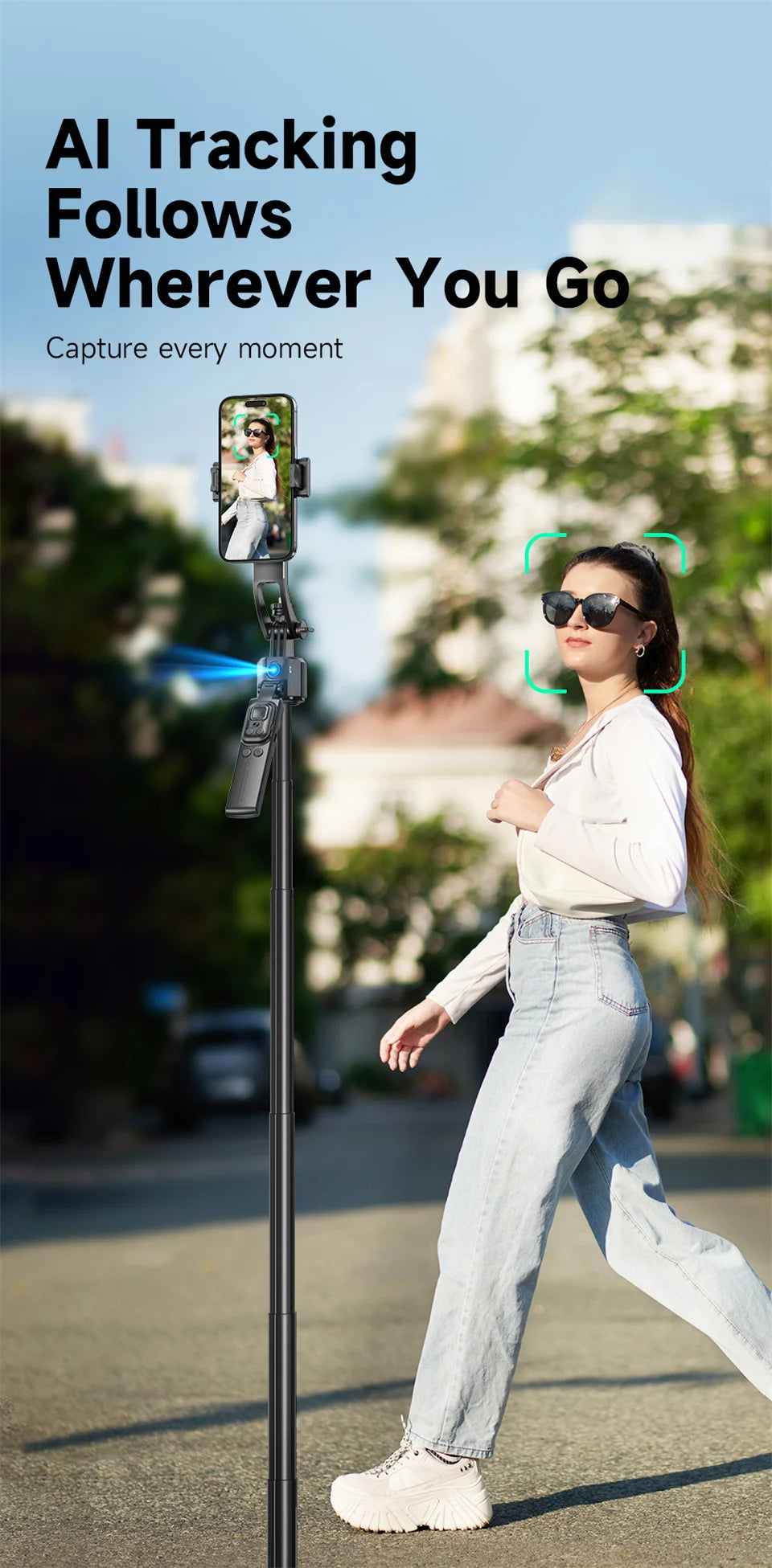 FGCLSY 5 in 1 Selfie Tripod Gimbal Stabilizer for Cell Phone 360°Auto-Rotation AI Tracking Shooting Quadrapod And Remote Control