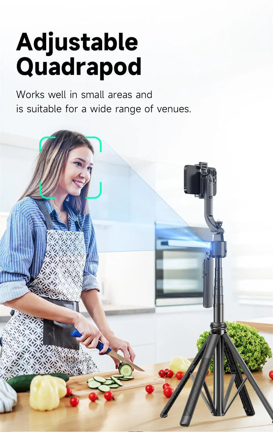 FGCLSY 5 in 1 Selfie Tripod Gimbal Stabilizer for Cell Phone 360°Auto-Rotation AI Tracking Shooting Quadrapod And Remote Control