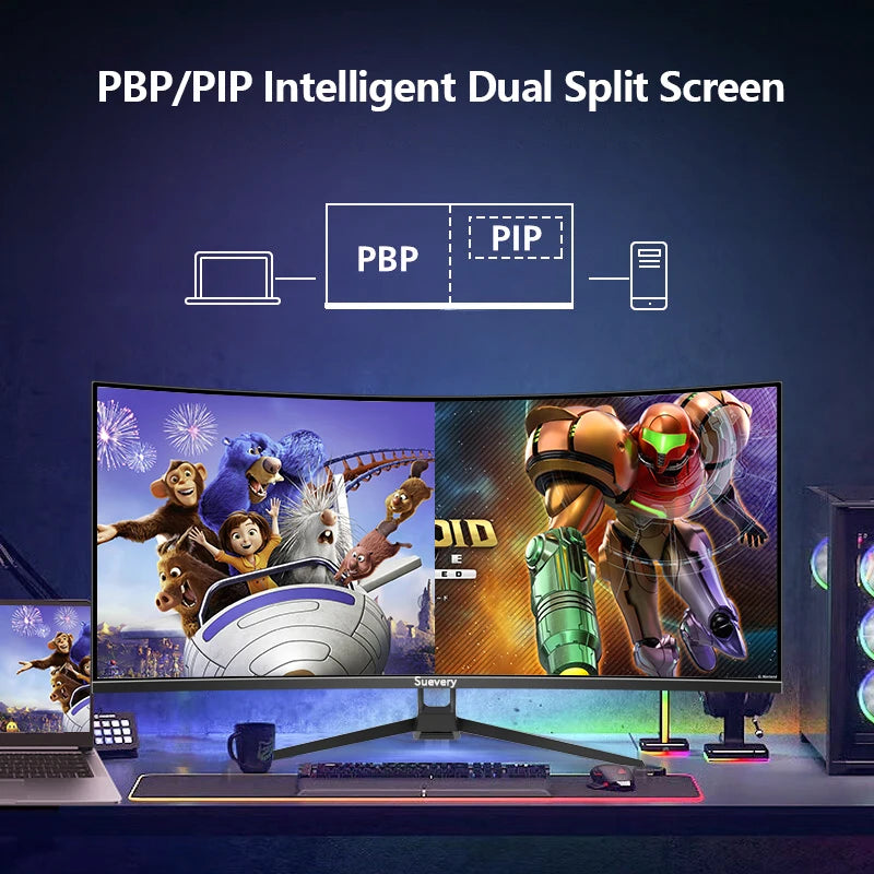 34'' 144Hz Bandfish Screen Curved Suevery Monitor