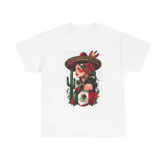 Mexican Cultural Woman Tee, Vibrant Hispanic Lady Design, Folklorico T-Shirt,