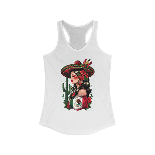 Mexican Cultural Woman Racerback Tank Top, Women's Sleeveless Tee, Colorful