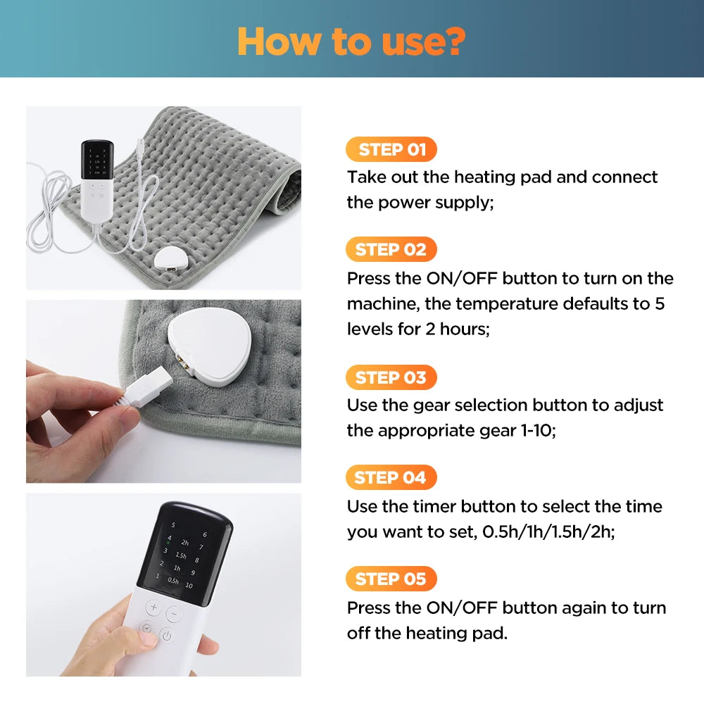 60x30CM 10 levels Electric Heating Pad Massager for Body Abdomen Back Winter Warmer Blanket Thermal Massage Mat Heat Waistcoat