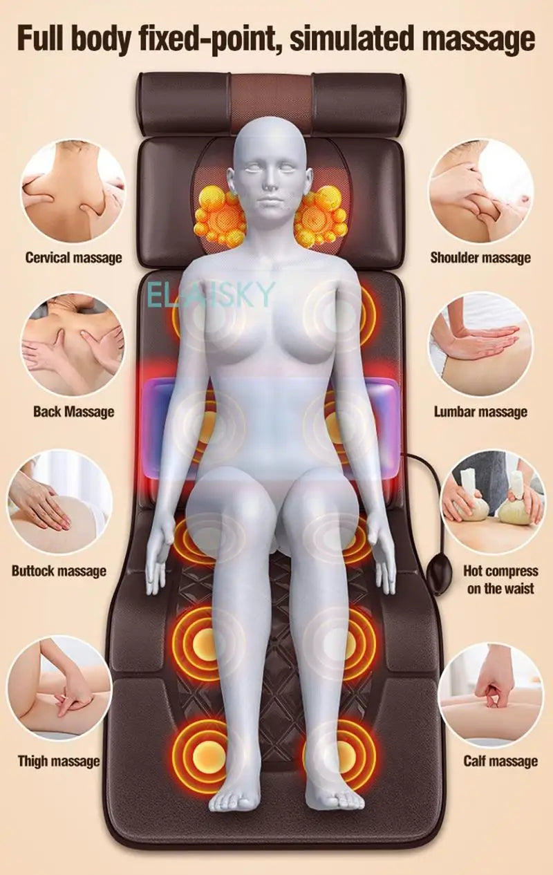 From USA Electric Massage Mattress Vibrating Heating Infrared Massager Cushion For Neck Back Foot Full Body Pain Stress Relief