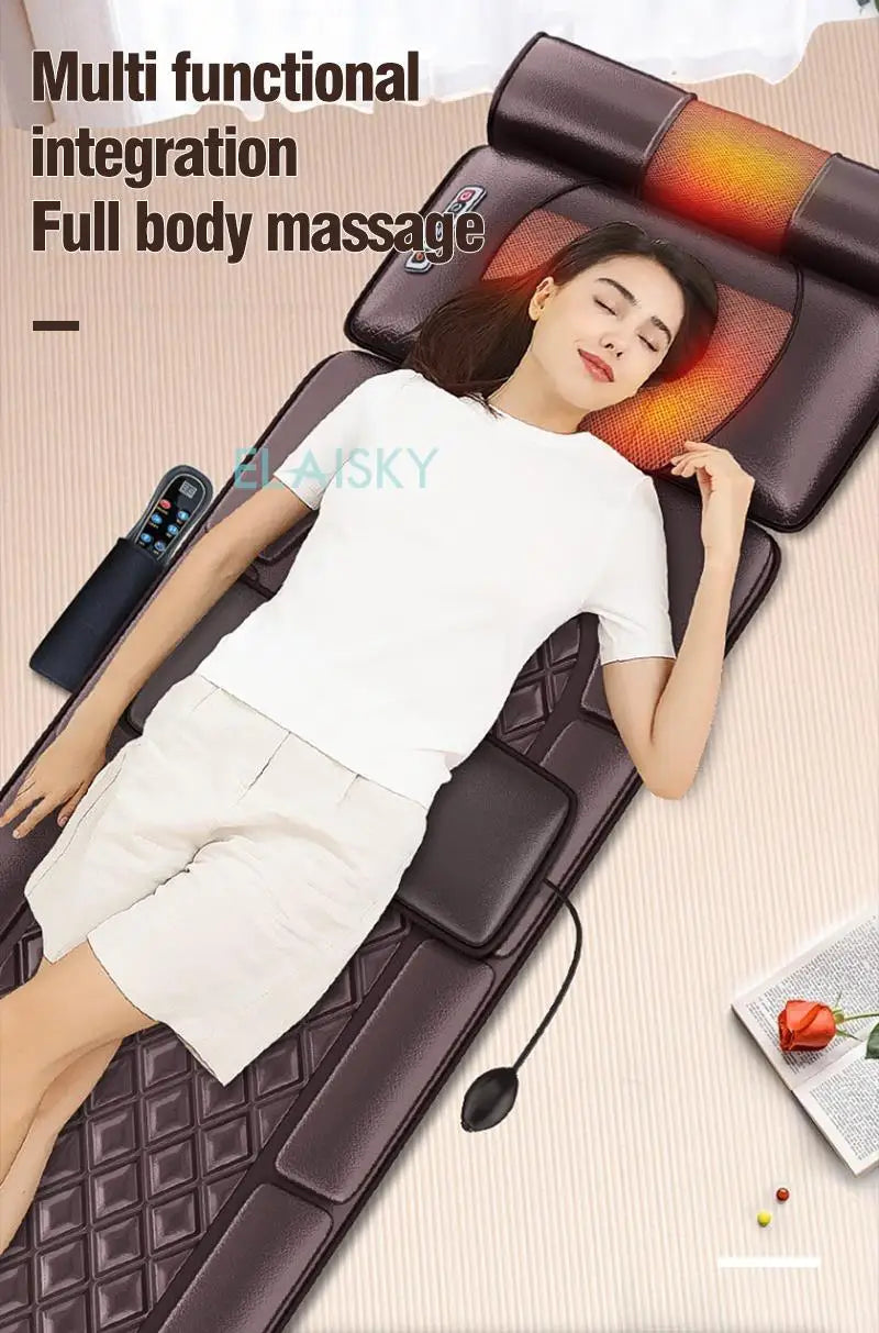 From USA Electric Massage Mattress Vibrating Heating Infrared Massager Cushion For Neck Back Foot Full Body Pain Stress Relief