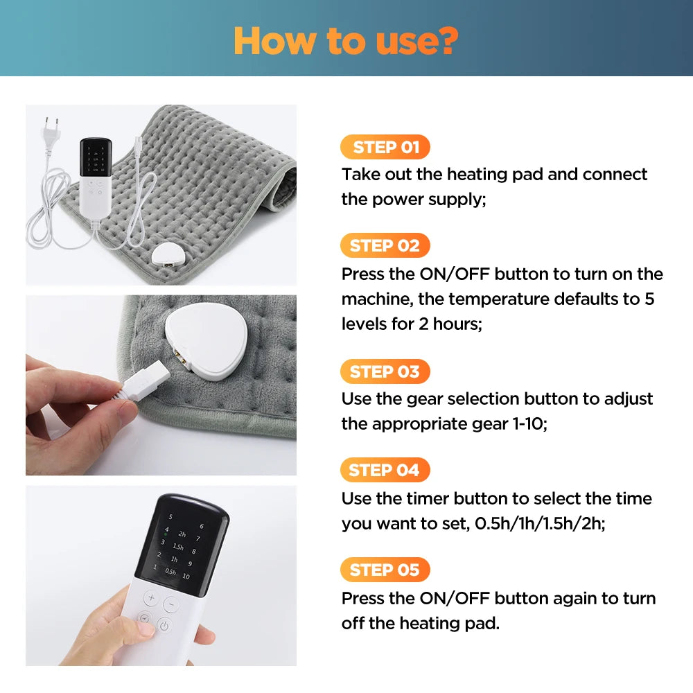 60x30CM 10 levels Electric Heating Pad Massager for Body Abdomen Back Winter Warmer Blanket Thermal Massage Mat Heat Waistcoat