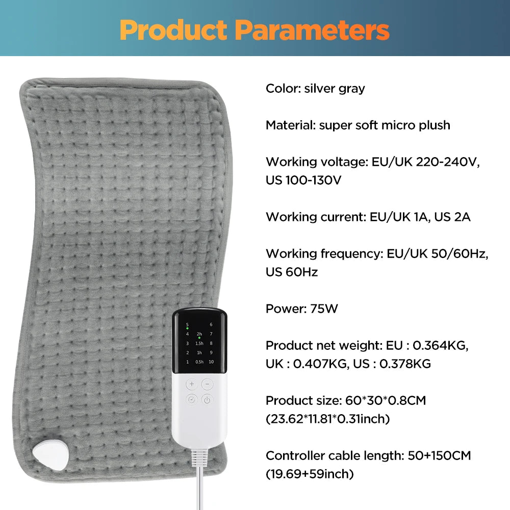 60x30CM 10 levels Electric Heating Pad Massager for Body Abdomen Back Winter Warmer Blanket Thermal Massage Mat Heat Waistcoat